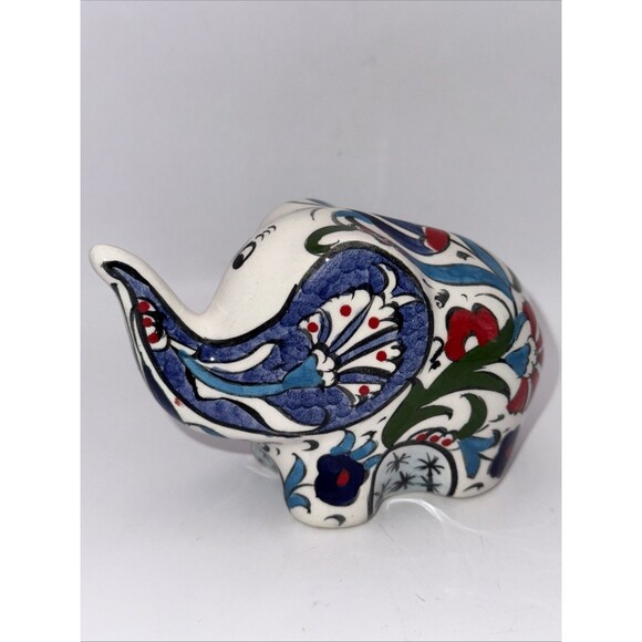 Vintage La Maison Ottomane Hand Painted Floral Ceramic Elephant Figurine - Picture 3 of 8